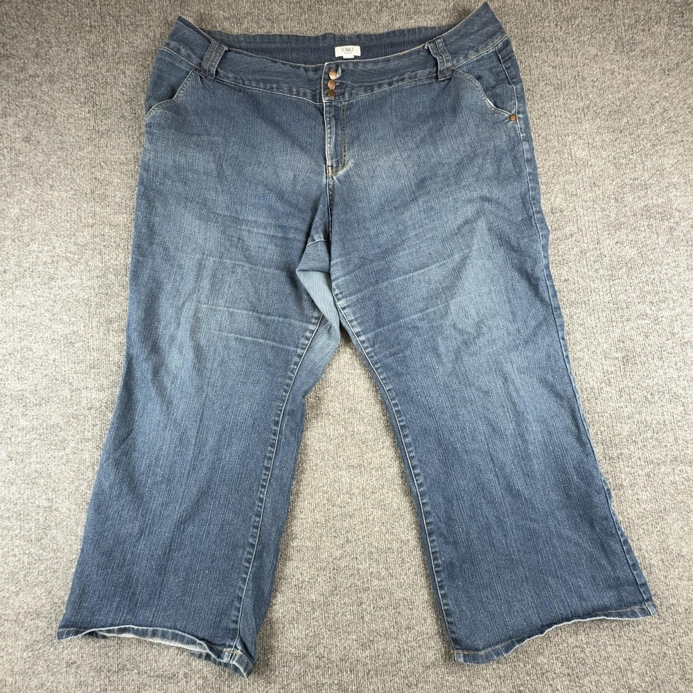 Cato Jeans Womens 26W Medium Wash Blue High Rise Relaxed Wide Leg Stretch Denim